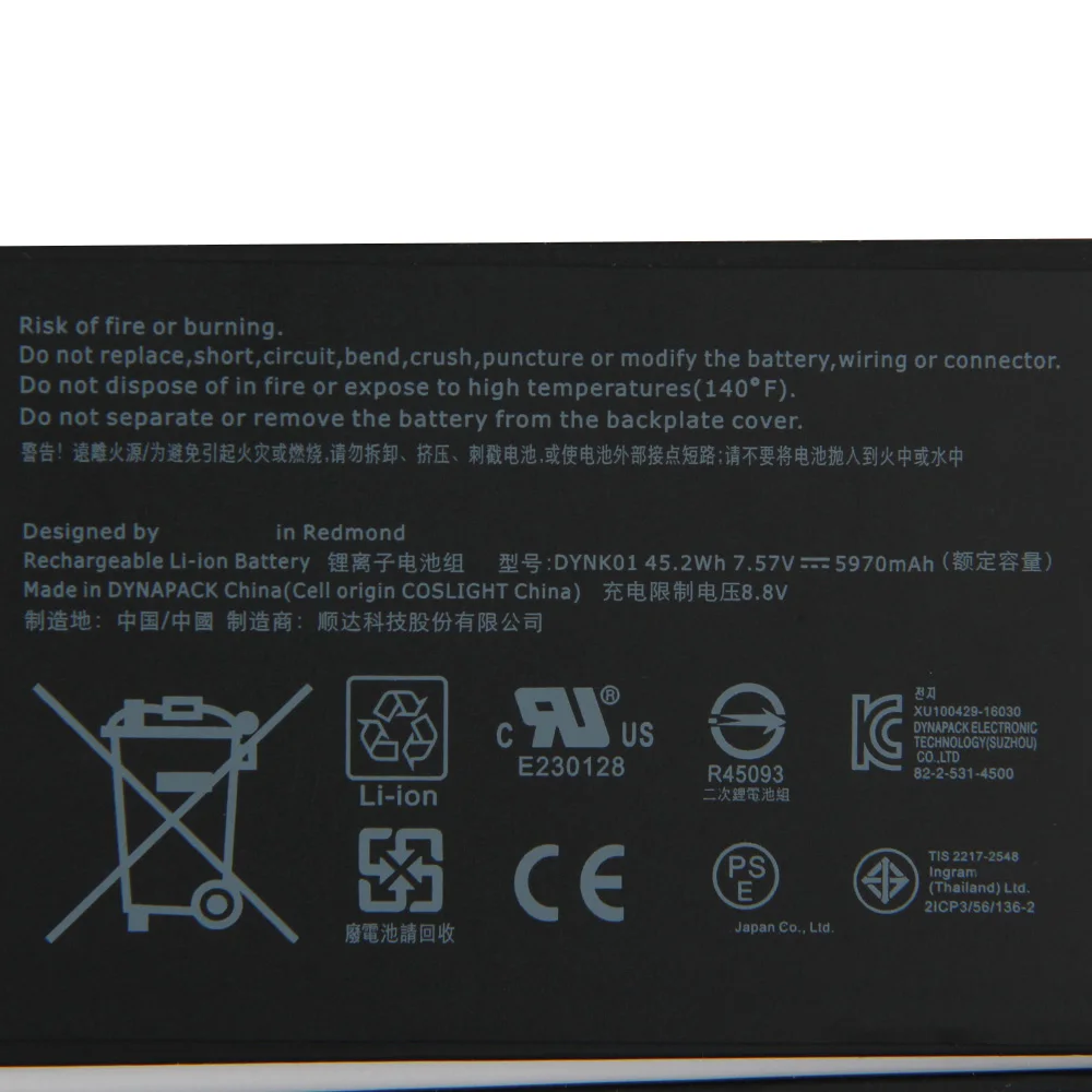 Replacement Battery DYNK01 for Microsoft Surface 1st Gen 1769 2017 G3HTA036H 5970mAh 8.8V With Tools