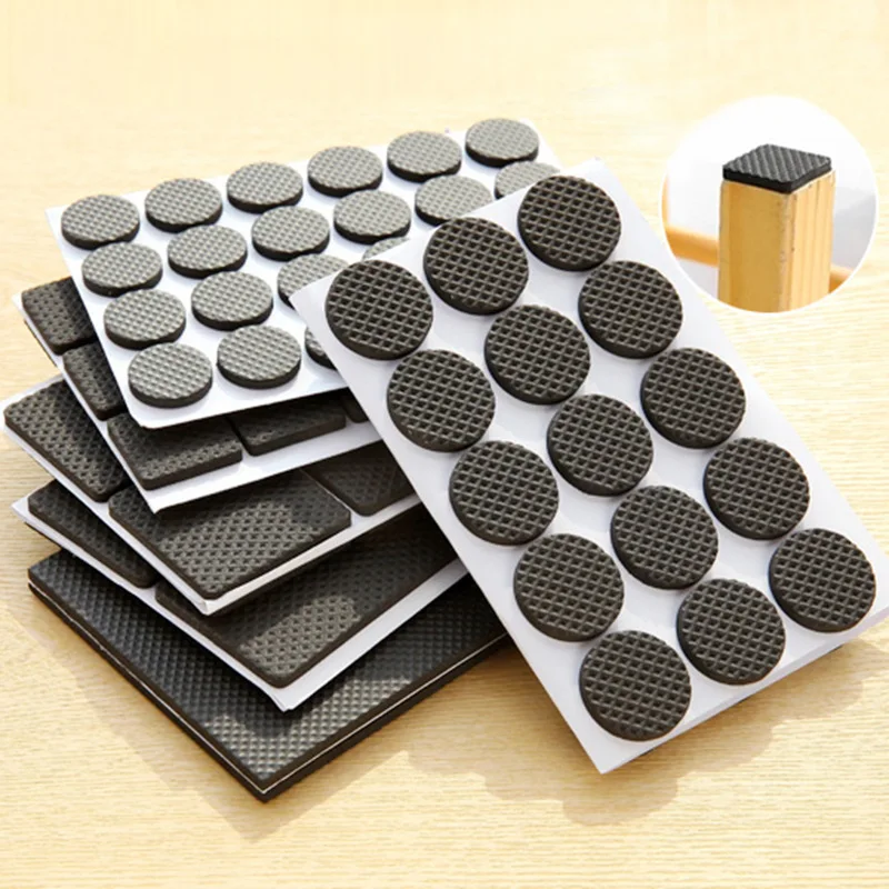 48pcs Self Adhesive Furniture Leg Pad Anti Slip Stools Table Foot Cap Cover Anti Scratch Eva Felt Rug Chair Mat Floor Protector