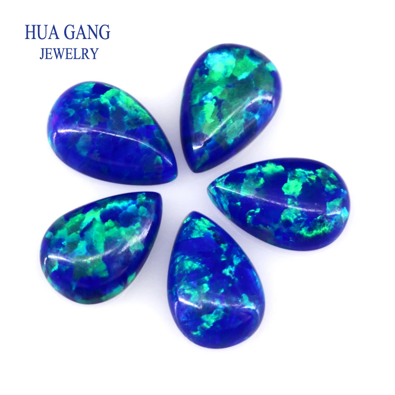 

#L-1 Synthetic Opal Stones Pear Cabochon Flat Back Created Opal Beads Semi-Precious Stones For Jewelry Making 3x5mm-10x14mm