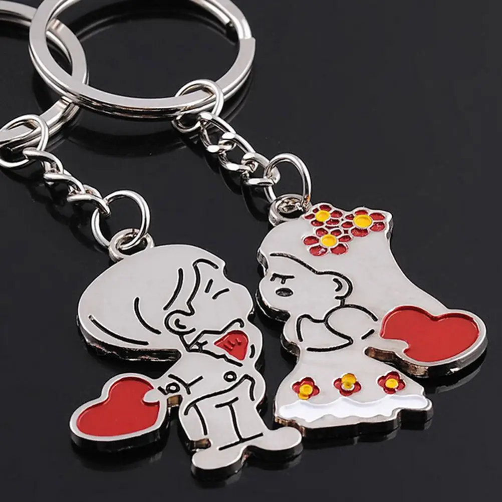 2Pcs/set Various Styles Couple Keychain Car Key Ring New Fashion Gift For Kids Friends  Love Heart Car Keyring