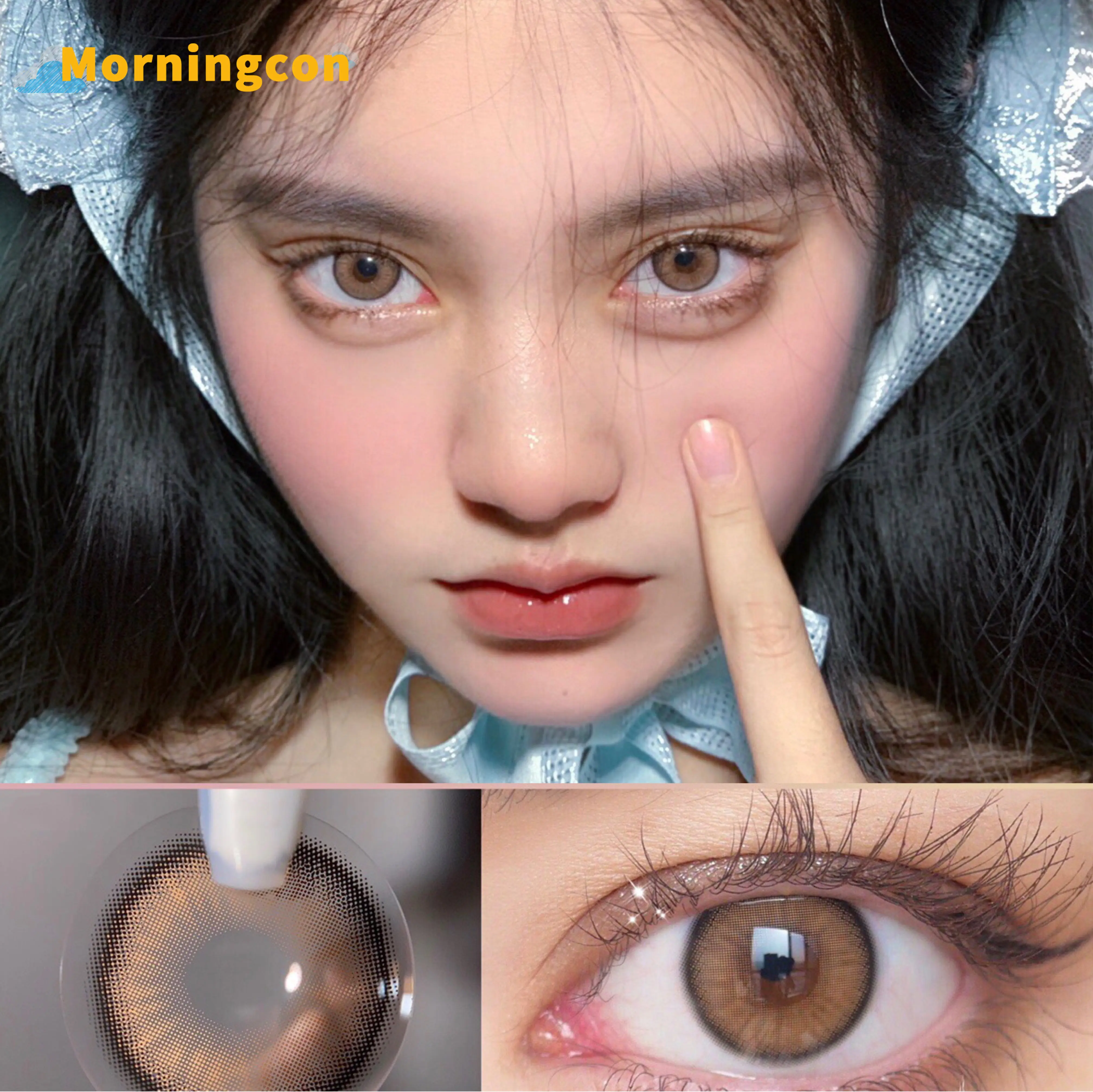 MORNINGCON NINI Brown Myopia Prescription Soft Colored Contact Lenses For Eyes Small Beauty Pupil Make Up Natural Yearly