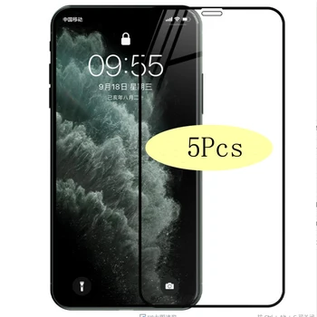 5 adet tam kapak temperli cam iPhone XS için XR 11 12 Pro Max ekran koruyucu Film için iPhone 6 6s 7 8 artı X 5 5S SE koruyucu