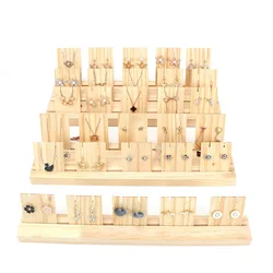 Colgador de madera para pendientes, organizador de joyas, estante de almacenamiento, soporte de exhibición, agujeros, Base de madera para decoración de tienda y hogar