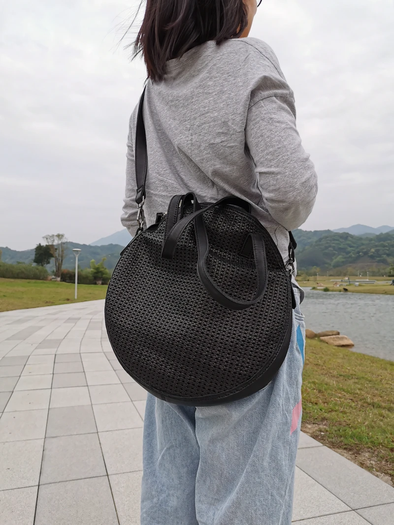 Vendange casual simple women\'s bag handmede genuine leather shoulder bag knitting bags 2576