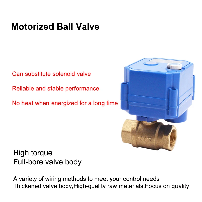 DN8-DN25 Motorized Ball Valve Brass 2-way 2/3 Wire Electric Actuator With Manual Switch AC220V DC24V DC12V ADC9-24V