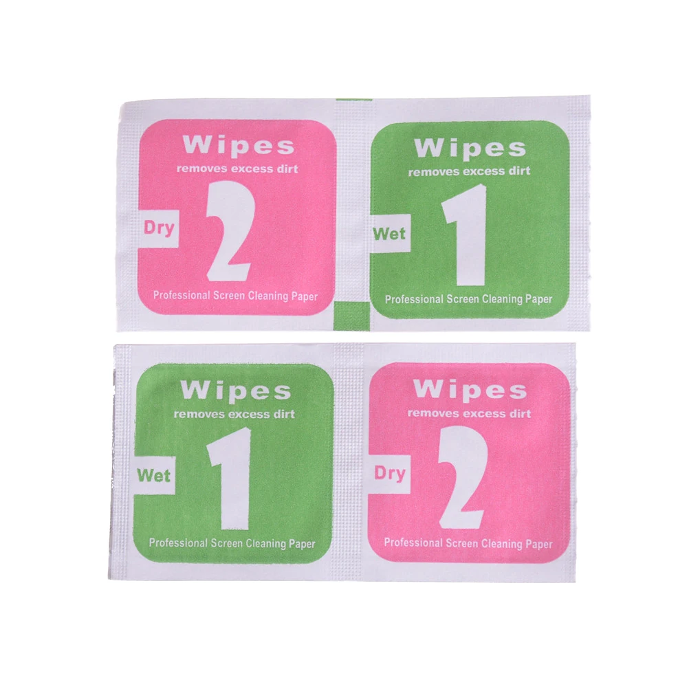 400pcs(200sets) New Camera Lens Phone LCD Screen Dust Removal Tool Dry Wet Cleaning Wipes Paper Set for Phones Computers