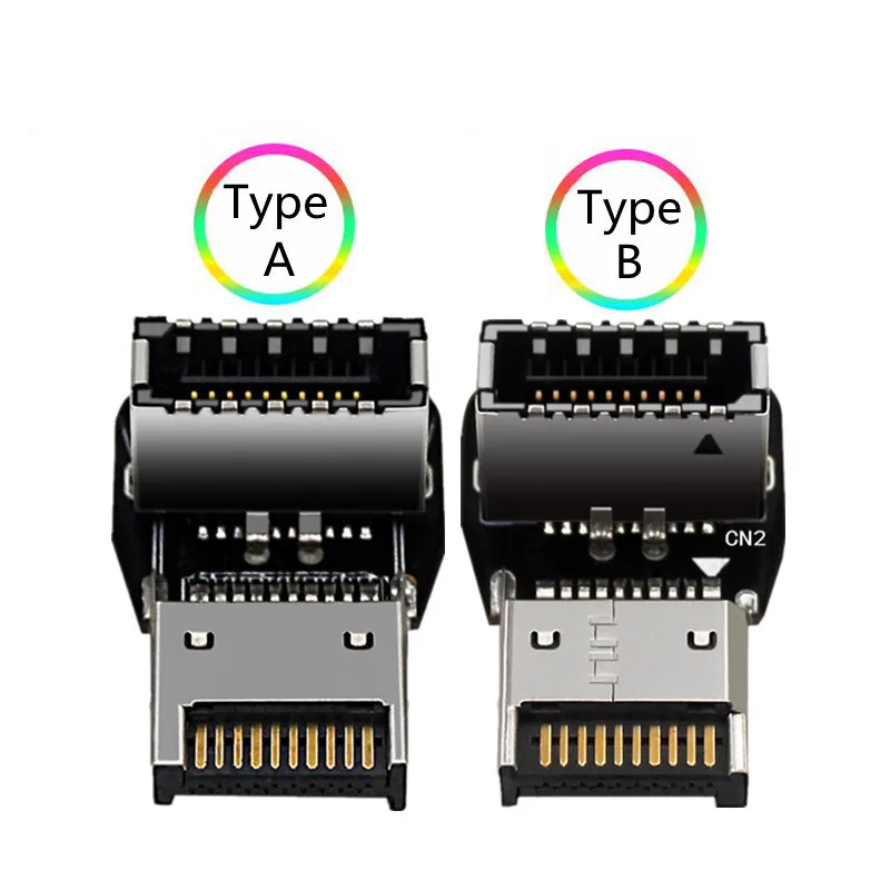 

Computer motherboard USB3.1 TYPE-E interface 90 degree steering elbow front TYPE-C installed wiring