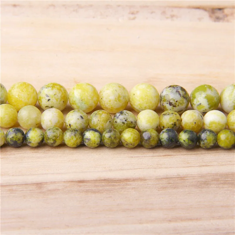 Women Natural Stone smooth Yellow Turquoises Gem stone Beads loose Round Beads 6 8 10 12MM For Jewelry Making Fit DIY Bracelet