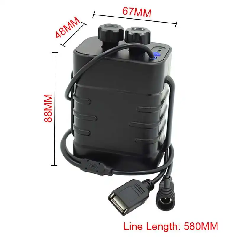 6*18650 Battery Pack Case 18650 Battery 8.4V DC USB Charging Box Waterproof Power Bank Case for Led Bike Light MTB Bicycle Light