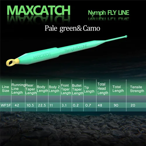 Imagen 2 del producto Línea de pesca con mosca de Ninfa Maximumcatch de 90 pies, línea de pesca con mosca delantera de peso 2/3/4/5/6WT con bucles soldados