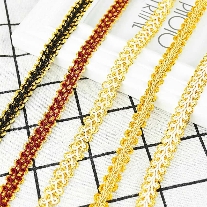 5 metri 12mm pizzo trim oro argento centopiedi nastro intrecciato curva tessuto di pizzo per vestiti fai da te decorazioni per la casa accessori