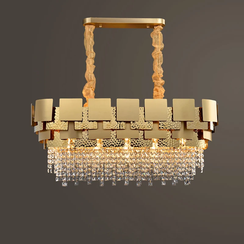 Golden Crystal Stainless Steel Pendant Lights, LED Postmodern Suspension Luminaire, Lâmpada para Foyer