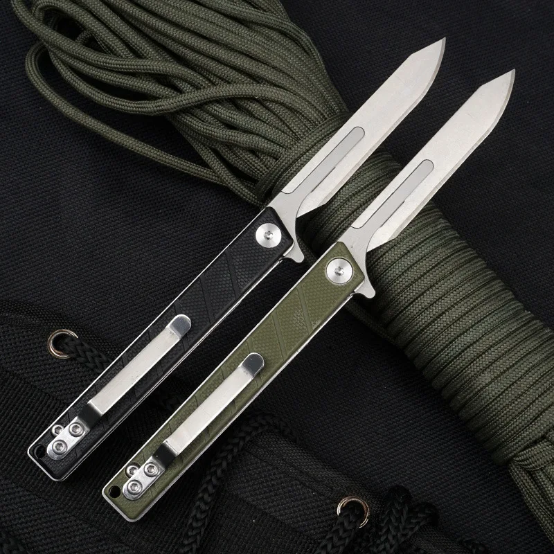 G10 Handle Carbon Steel Removable Blade Folding Knife Tactical Pocket Knives Outdoor Self Defense Hunting Camping 60# Blade EDC