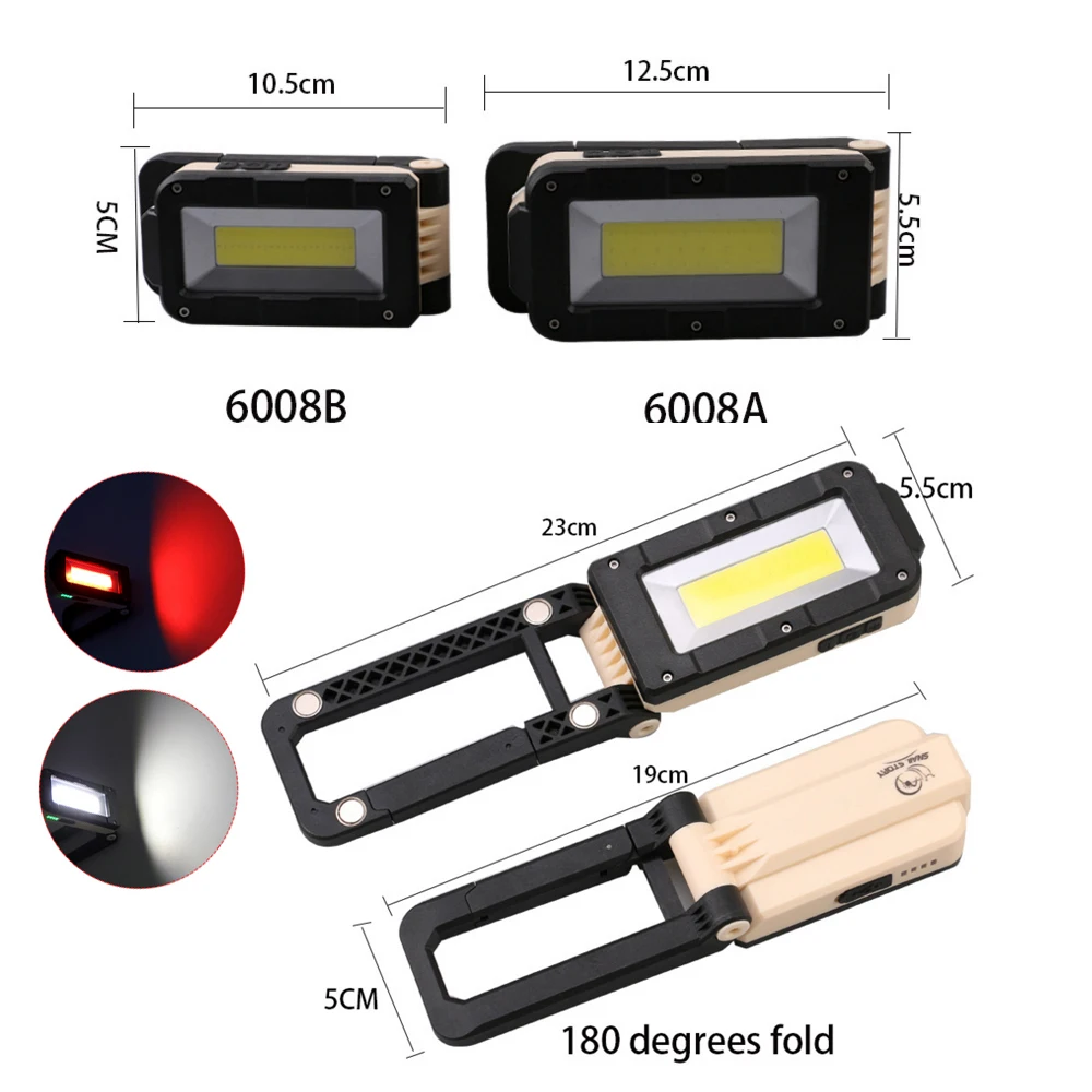 COB XPE Work Light USB Rechargeable LED Flashlight Flexible Adjustment Inspection Lanterna with Manetic Portable Camping Light