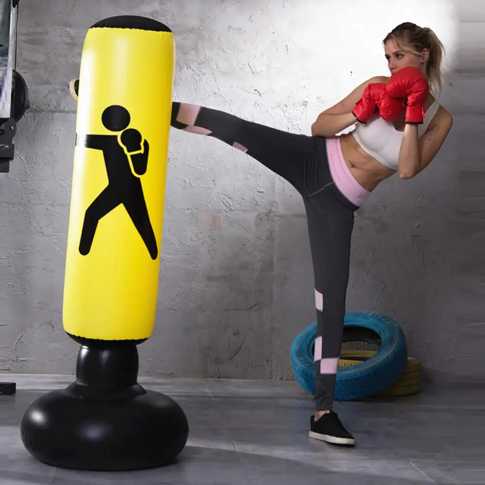 63 Inch Inflatable Punching Bag Boxing Sack For Kids Adults Karate Taekwondo Punching Sandbag For Adult Force Core Training Tool