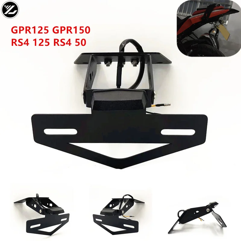 Motorcycle Adjustable Angle License LED Lamp Number Plate Frame Holder Bracket For Aprilia GPR125 GPR150 GPR150 RS4 125 RS4 50