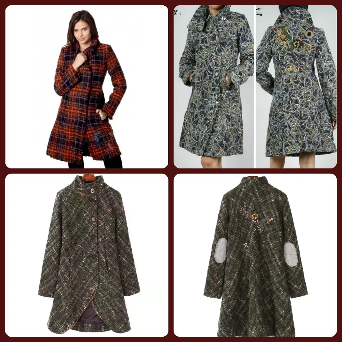 

Spanish ladies long, embroidered beading woolen coat, thick warm coat, cashmere self-cultivation temperament