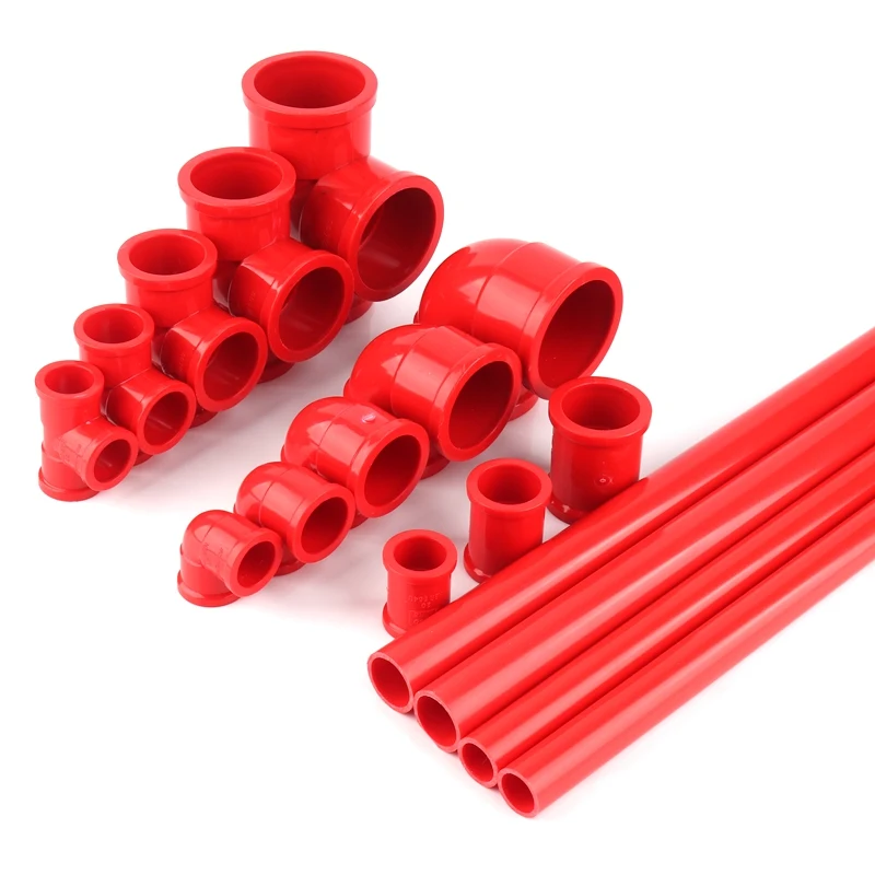 50cm Outer Dia 20~50mm Home Garden Irrigation System UPVC Tube Aquarium Tank Fittings Water Supply Connectors Red PVC Pipes