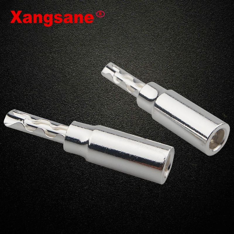 Xangsane 8pcs 50pcs 100pcs copper silver-plated hifi speaker cable serrated plug banana plug solderless audio cable terminal