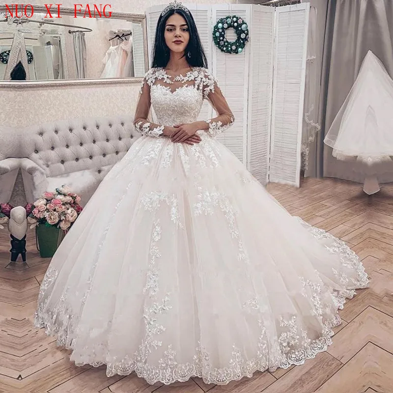 Vestido De novia elegante con Apliques de encaje, vestidos De novia de manga larga, vestido De novia de celebridades, 2023