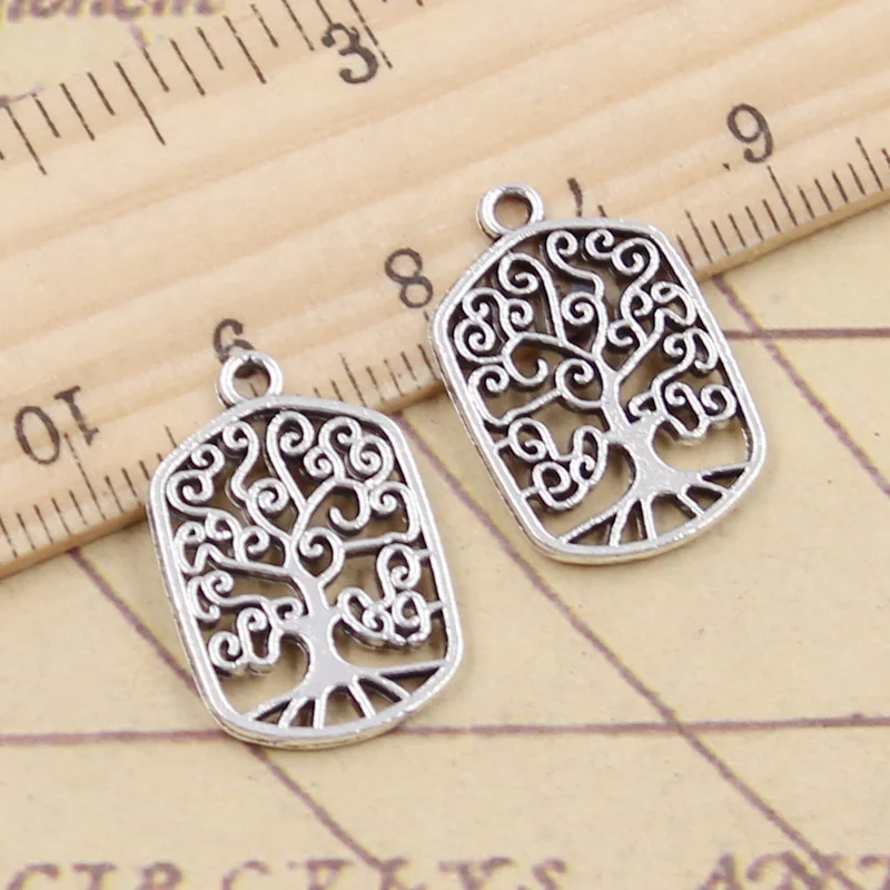 20pcs Charms World Peace Tree 22x14mm Tibetan Silver Color Pendants Antique Jewelry Making DIY Handmade Craft