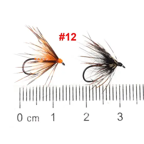 Imagen 2 del producto Vampfly 8PCS Tamaño # 12 Tenkara Ninfa mosca húmeda pesca de trucha mosca suave Hackle araña trucha moscas cebo señuelos negro naranja amarillo