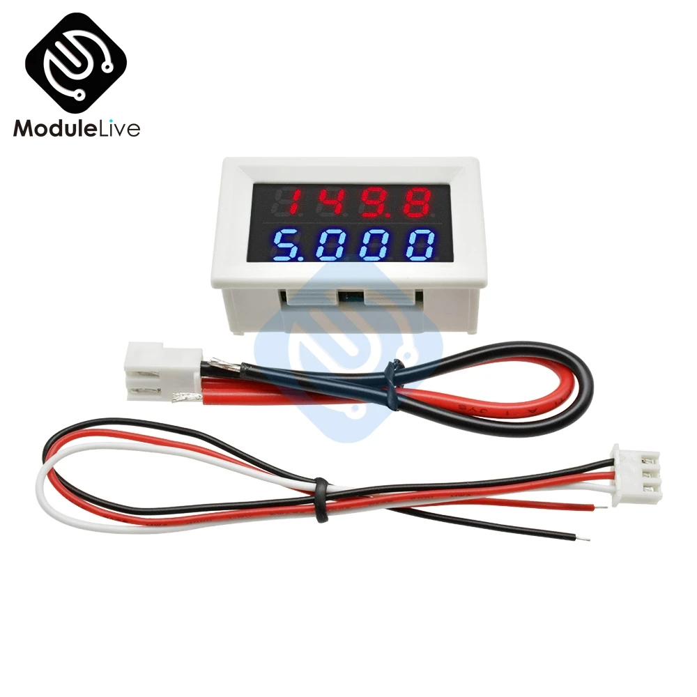 DC 0-200V 10A Red Blue Dual Digital LED Display DC Voltmeter Ammeter Voltage Volt Current Meter Power Supply 4 Bit 5 Wires Case