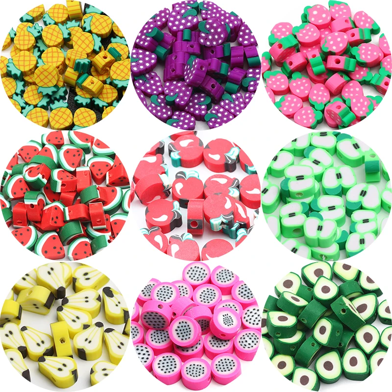 20/50/100pcs Polymer Clay Beads Mixed Fruit Beads Loose Spacer Beads For Jewelry Making Diy Bracelet Charms Handmade Accessories