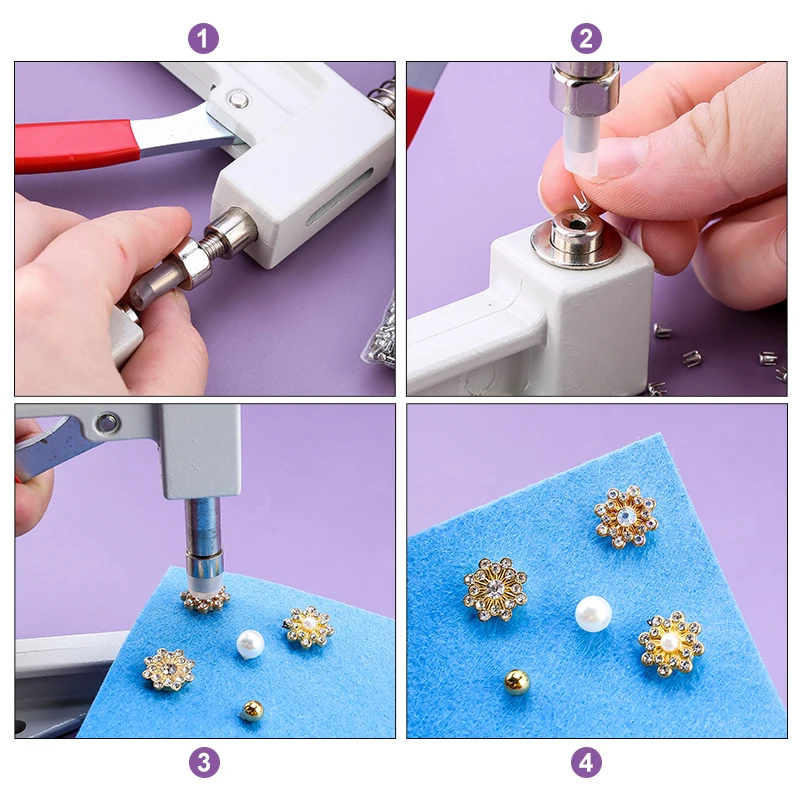 Pearls Machine Plastic Beads Rivet Fixing Setting Machine with Beads Screw Heads for DIY Bags/Skirts/Hats Clothes Accessories