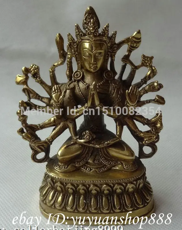 

Tibet Brass Buddhism Joss 1000 Hands Kwan-yin GuanYin Buddha Goddess Statue