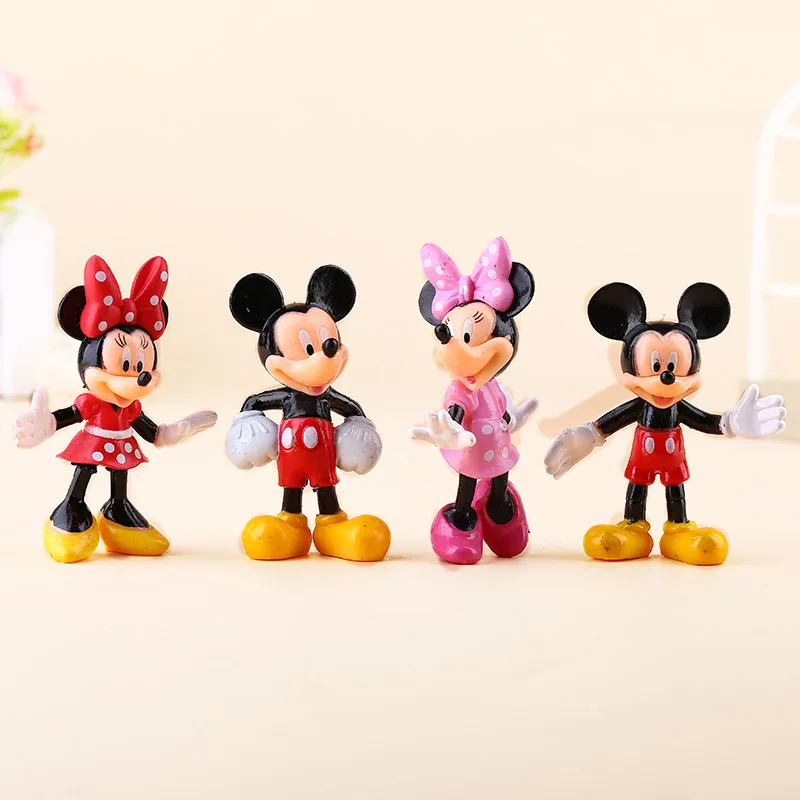 Disney Mickey Minnie Action  Toy Figures Cute  Cartoon  DIY Mobile Phone Keychain Doll Wedding decoration