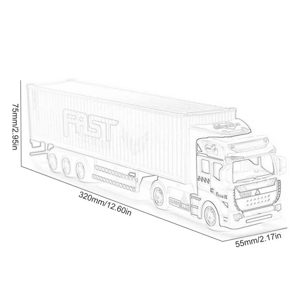 1/48 Container Transport Truck Model Diecast Vehicle Model Pull Back Body Separation Door Can Be Opened Kids Toy Gift Collection