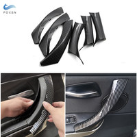 LHD Car Styling Door Panel Grab Handle Covers Carbon Fiber Texture Armrest Protective Trim For BMW 3 Series E90 E91 318 320 325