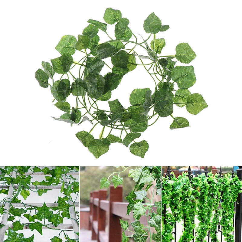 2M Artficial Vine Silk Ivy Green Plants Artificial Leaf Plants Hanging Home Yard Decor Artificial Rattan Liana Wall Leaves