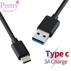 5V3A Type-c Cable USB 3.1 Data Cable PD 60W Fast Charge High Quality Black Wire Type c Mobile Phone Cord 0.3m 0.5m 1m 1.5m 2m