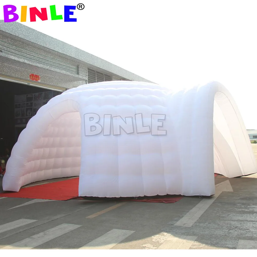 

Free Shipping White illuminated LED Inflatable Dome Tent With 2 Entrances Air Support Igloo Marquee For Camping Party Event