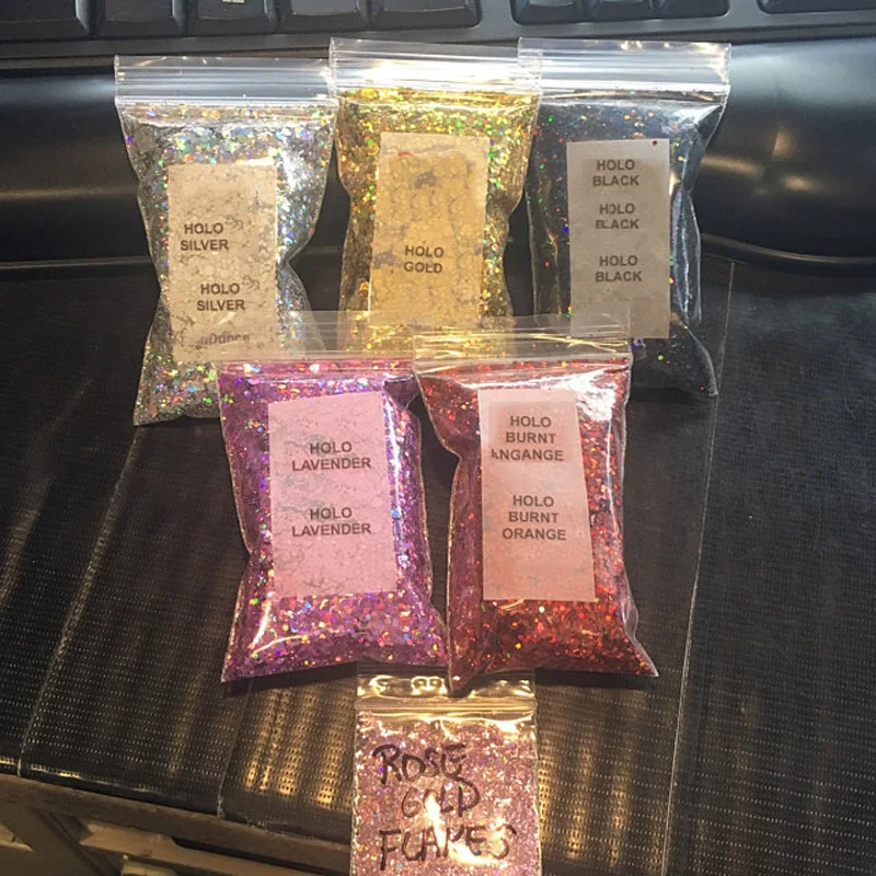 50g In 1 Bag Custom Chunky Holographic Glitter Mix Bundle Loose Glitter Cosmetic Glitter 25 Colors  Chunky Holographic Glitter,0