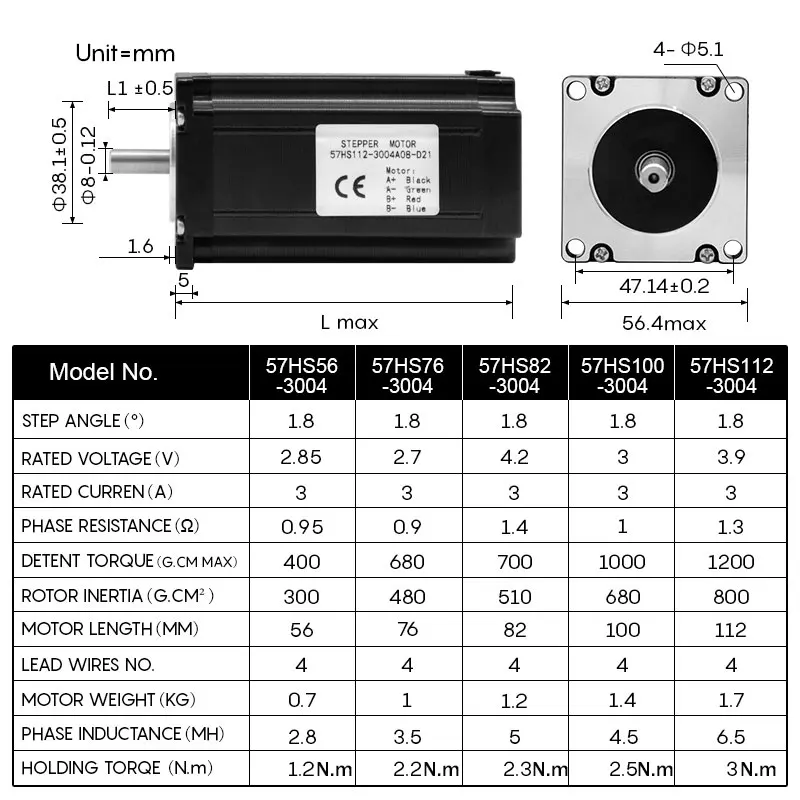 4Axis NEMA23 Stepper Motor：Open Loop Stepper Motor 2.2N/ 3N.m 3A DC Motor+ Driver DM542/DM556/TB6600 for CNC Engraving Machine