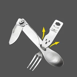 All-purpose eagle outdoor tableware all-purpose picnic portable knife fork spoon all-steel multi-purpose spoon folding knife