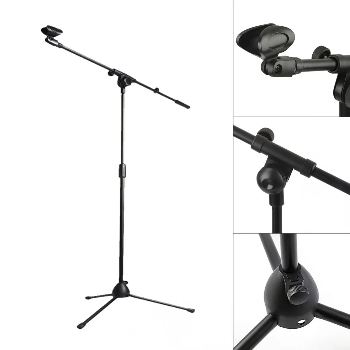 Floor Microphone Tripod Swing Arm Retractable Metal Microphone Stand Stage Performance Live Bracket Desktop Mic Tripod