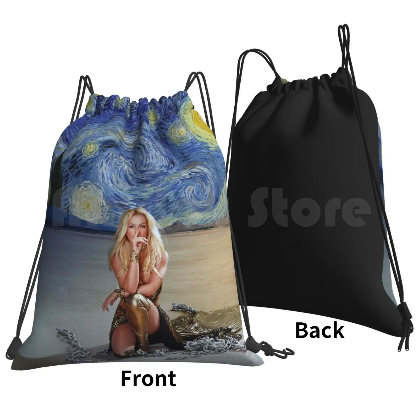 Swimming In The Starry Night Backpack Drawstring Bags Gym Bag Waterproof Pop Art Music Swimming In The Stars Glory Starry