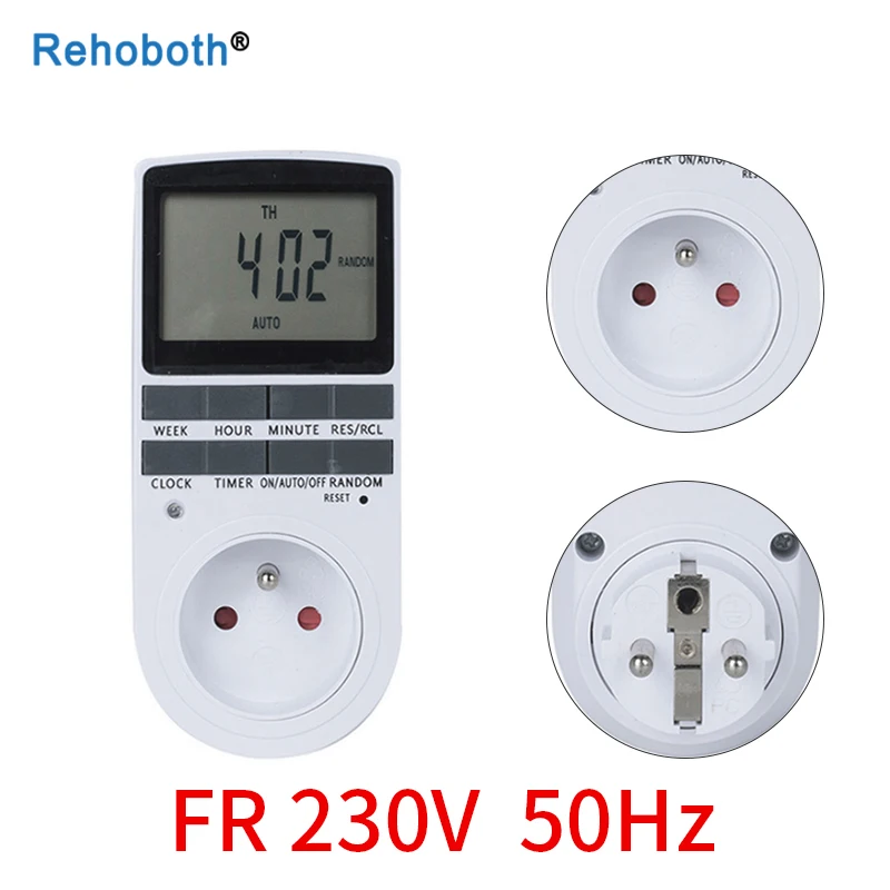 EU Electronic Digital Timer Switch US FR BR Plug Kitchen Timer Socket Outlet 230V 110V 7 Day 12/24 Hour Programmable Timing