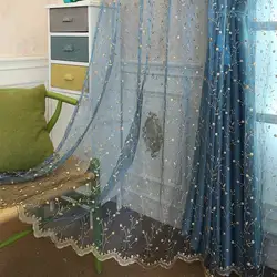 Embroidered Luxury Tulle Curtain for Living Room and Bedroom, Floral Voile, Sheer Window Screen, Organza Curtains for Kitchen