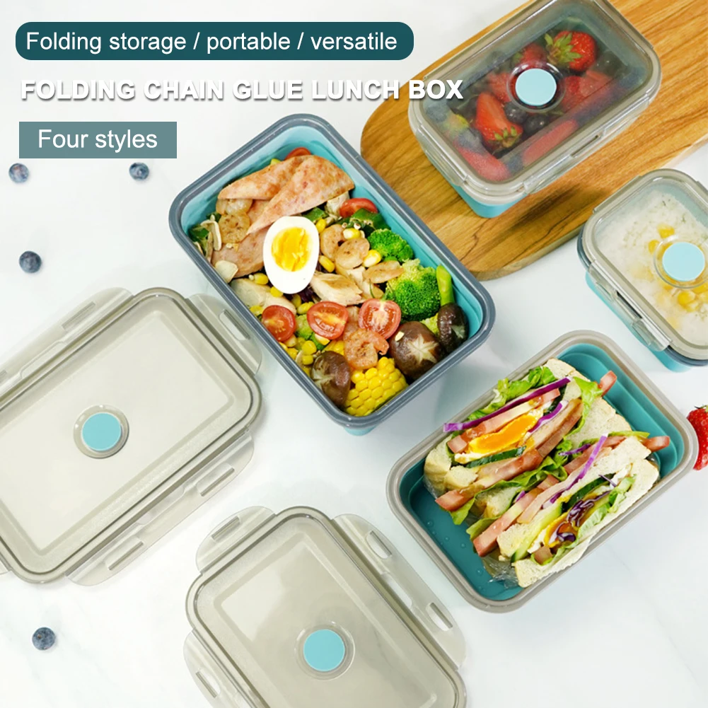 سيليكون علب غداء قابلة للتقسيم الغذاء تخزين الحاويات للطي Microwavable فرن بينتو المحمولة في الهواء الطلق نزهة التخييم عبوة طعام