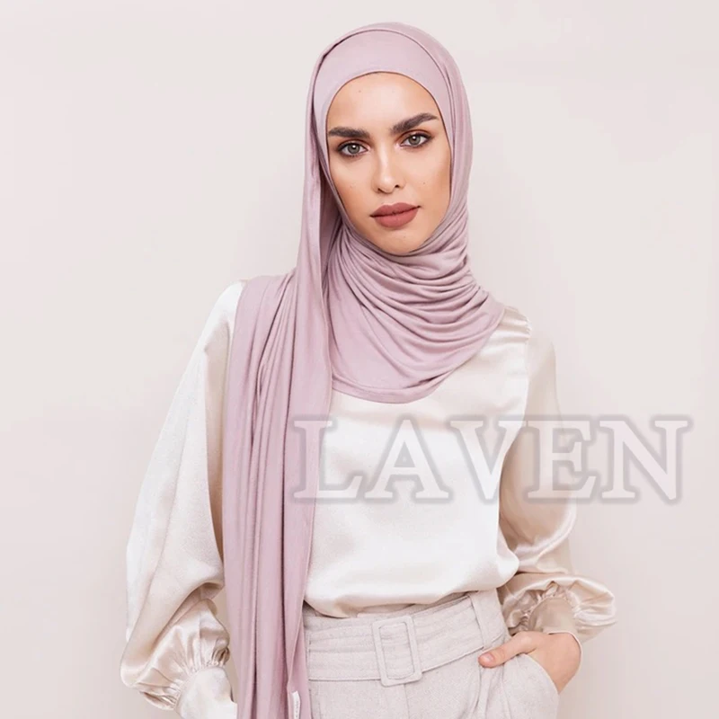 Cotton Jersey Instant Hijab Scarf Muslim Fashion Plain Wraps Soft Women\'s Head Hood Scarf Elasticity Shawls Underscarf Headscarf