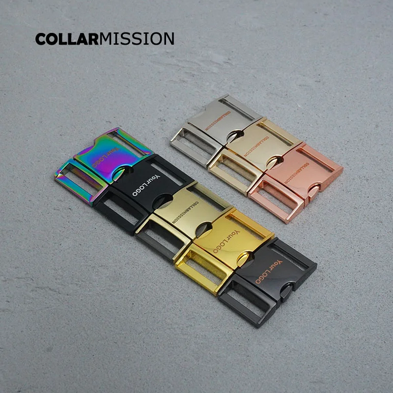 50pcs/lot Engraved side release metal buckle kirsite DIY dog collars parts durable security retailing 25mm webbing 8 colors