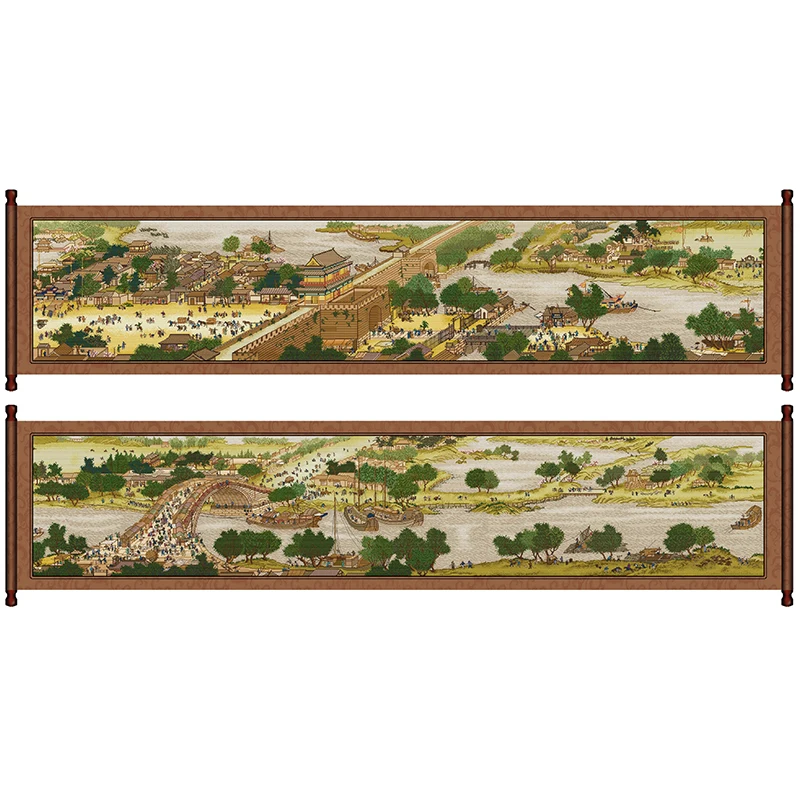 

Counted Cross Stitch Riverside Scene At Qingming Festival Embroidery Needlework Kits Stamped 11CT 14CT Print Home Decoration Set