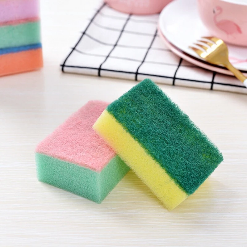 10Pcs Double-Sided Cleaning Spongs Household Scouring Pad Kitchen Wipe Dishwashing Sponge Cloth Dish Cleaning Scouring pad