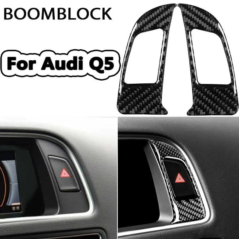 BOOMBLOCK Car Accessories Interior Center Console Display Screen Cover Trim Carbon Fiber Stickers For Audi Q5 SQ5 8R 2009-2017