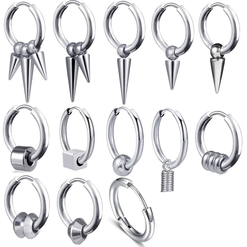 2pcs/set KPOP DNA Korean Earrings Stainless Steel Chain Feather Idol Men Women Rock Grunge Hipster Punk Stud Earrings Unisex